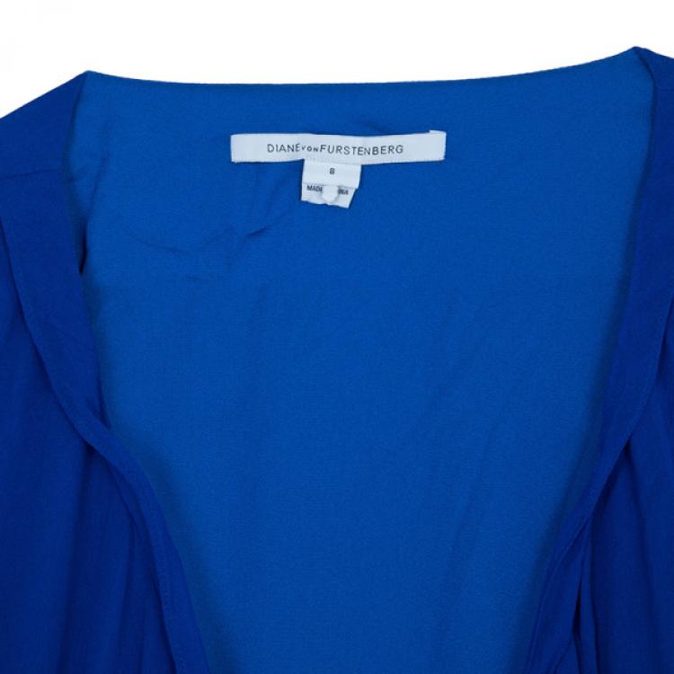 Pre Owned Diane Von Furstenberg Blue 'Catroux' Chiffon Maxi Dress M