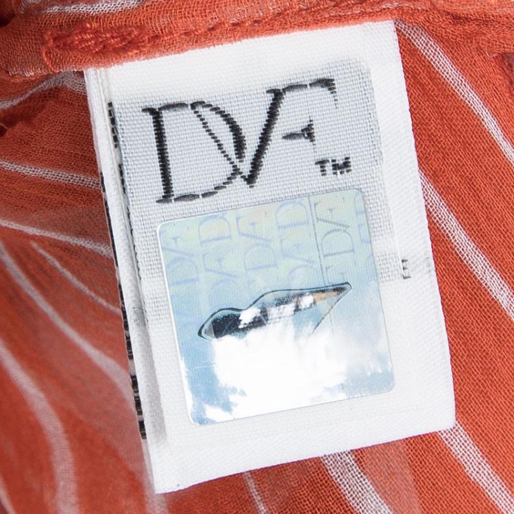 مملوكة مسبقًا Diane Von Furstenberg Orange and White Tassel Detail Silk Kainda Kaftan XS