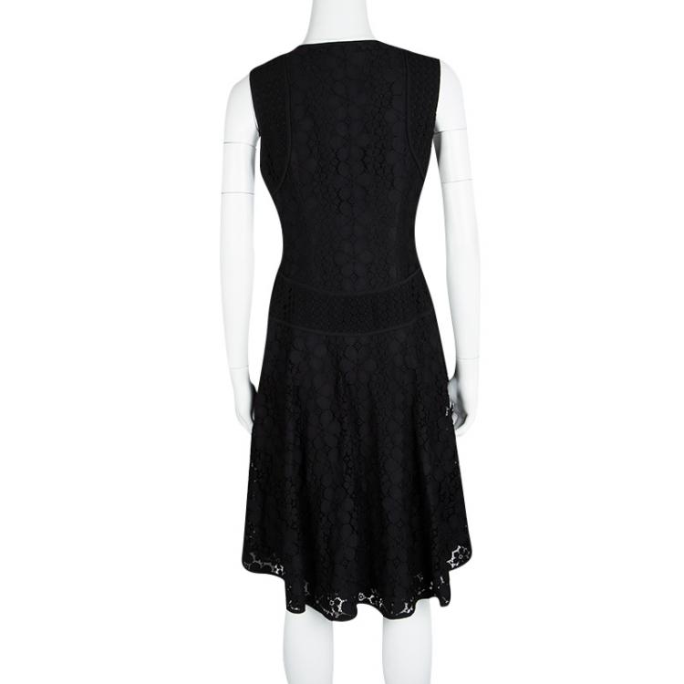 مملوكة مسبقًا Diane Von Furstenberg Black Lace Paneled Sleeveless Fiorenza Dress S