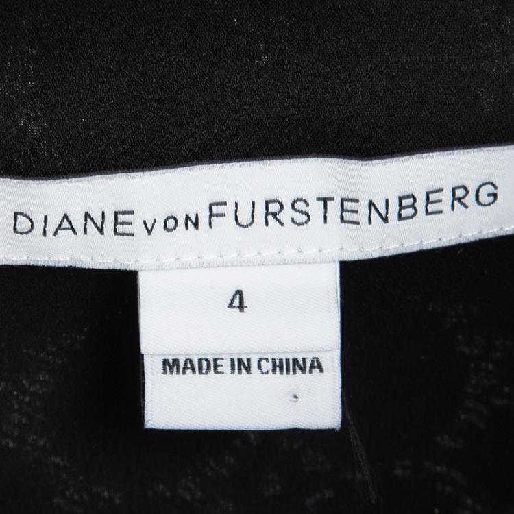 مملوكة مسبقًا Diane Von Furstenberg Black Lace Paneled Sleeveless Fiorenza Dress S