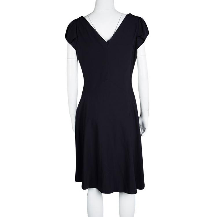 مملوكة مسبقًا Diane Von Furstenberg Navy Blue Ruffle Detail Samaya Dress L