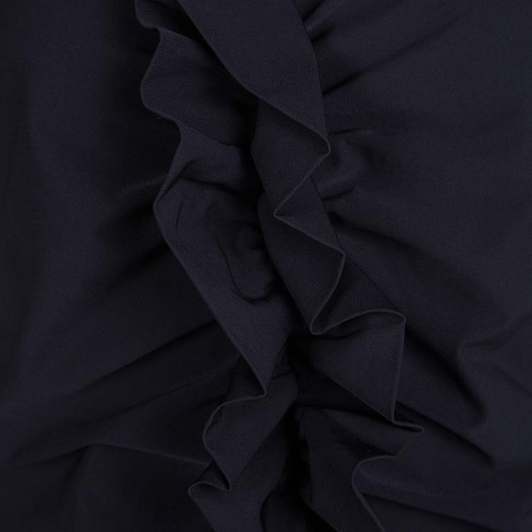 مملوكة مسبقًا Diane Von Furstenberg Navy Blue Ruffle Detail Samaya Dress L