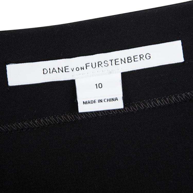 Pre Owned Diane Von Furstenberg Black Jersey New Koto Midi Skirt L