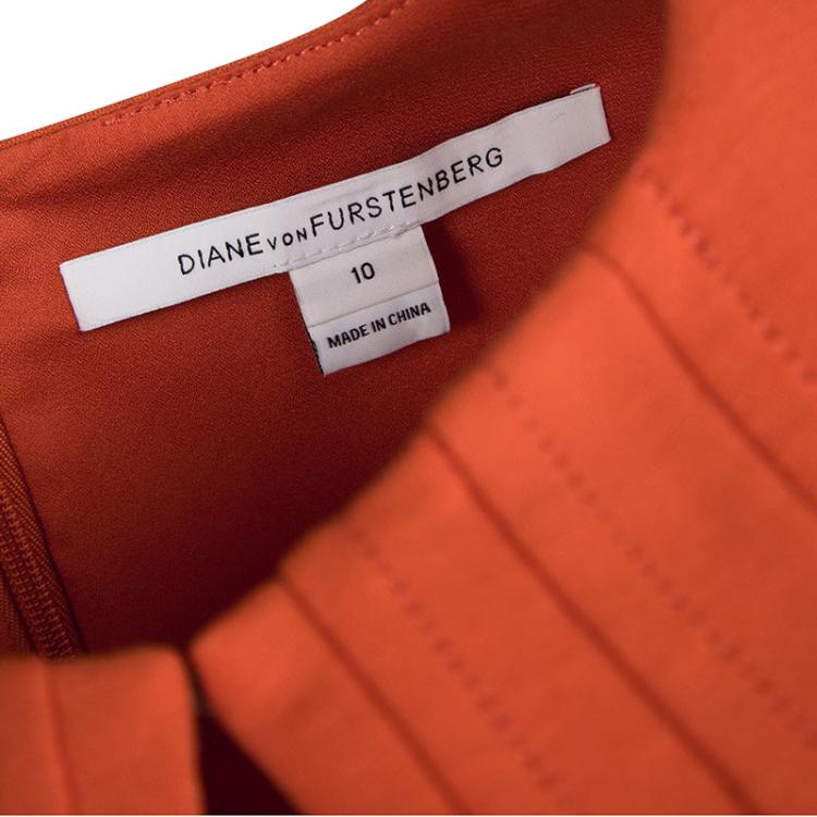 Pre Owned Diane Von Furstenberg Orange Jersey Kadijah Sleeveless Dress L