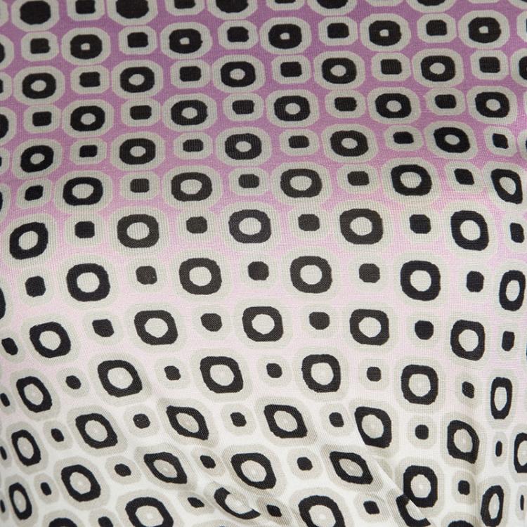 Pre Owned Diane Von Furstenberg Multicolor Printed Silk Jersey Draped Zoe Dress XS