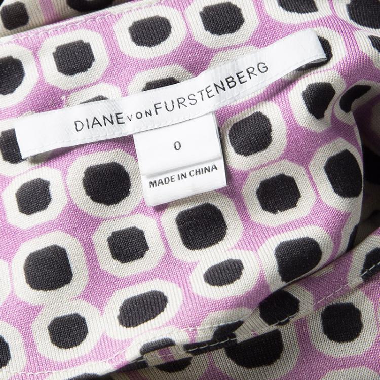 Pre Owned Diane Von Furstenberg Multicolor Printed Silk Jersey Draped Zoe Dress XS
