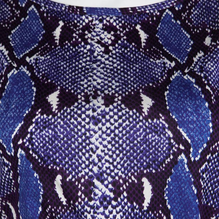 Pre Owned Diane von Furstenberg Blue Snake Print Silk New Della Dress S