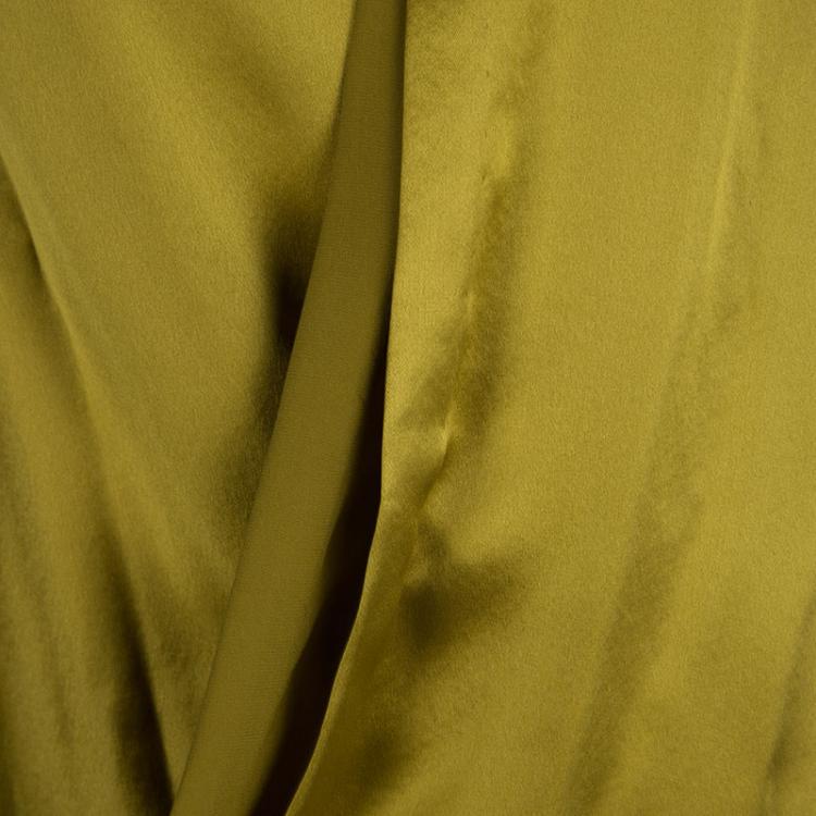 Pre Owned Diane Von Furstenberg Mustard Silk Sleeveless Draped New Issie Top M 