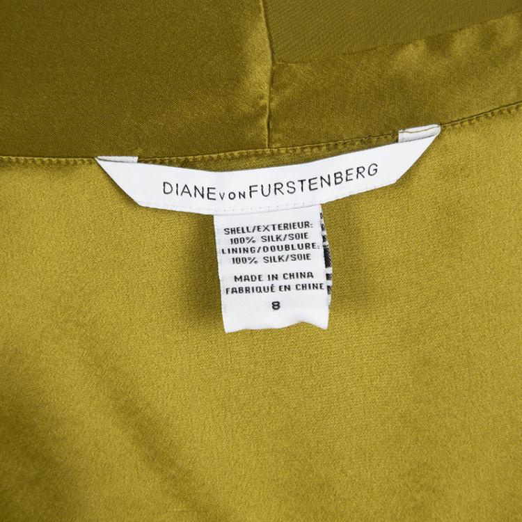 Pre Owned Diane Von Furstenberg Mustard Silk Sleeveless Draped New Issie Top M 