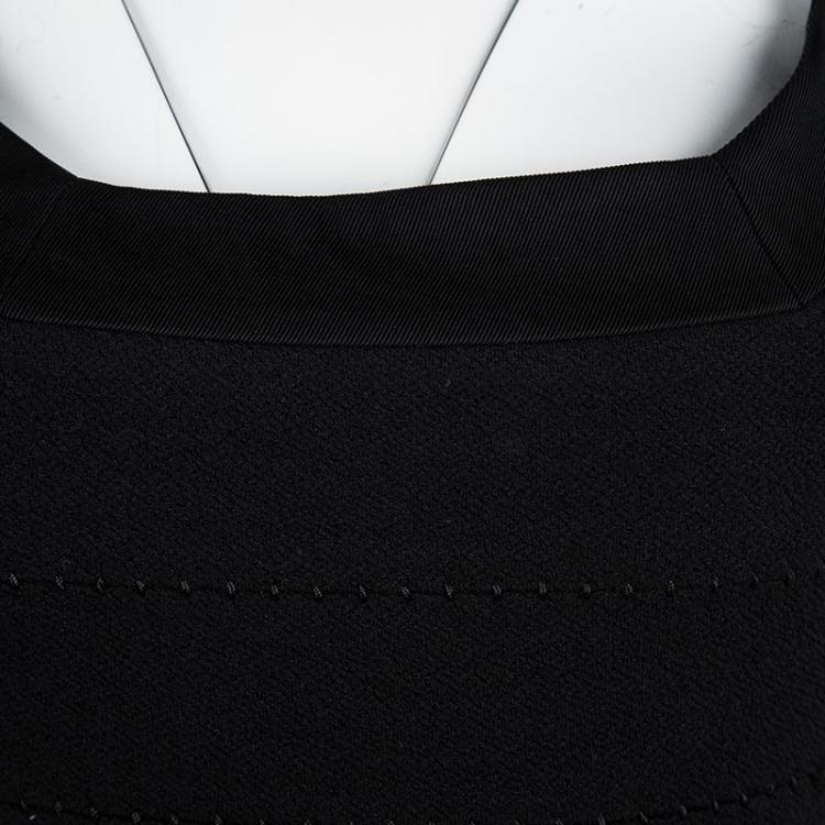 Pre Owned Diane Von Furstenberg Black Wool Sleeveless Stitches Dress S