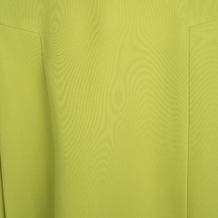 Pre Owned Diane Von Furstenberg Lime Green Pleat Detail Beata Skirt M