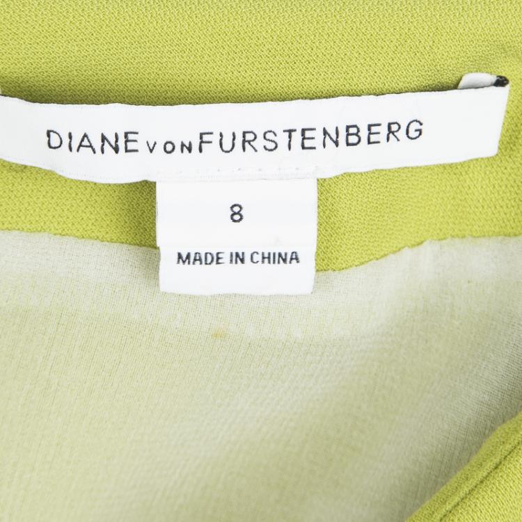 Pre Owned Diane Von Furstenberg Lime Green Pleat Detail Beata Skirt M