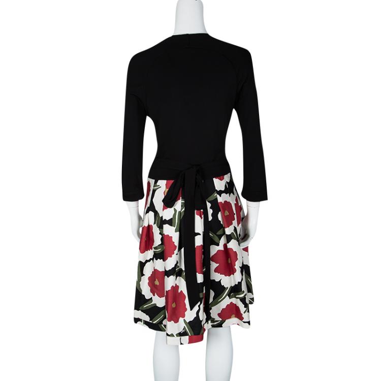 مملوكة مسبقًا Diane Von Furstenberg Printed Long Sleeve Jewel Wrap Dress L