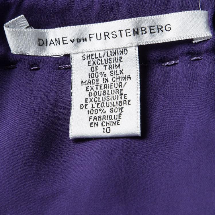 Pre Owned Diane Von Furstenberg Purple Silk Chiffon Terra Blouse L