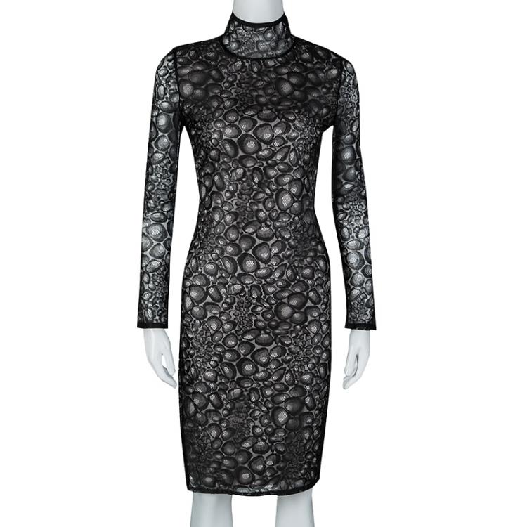 مملوكة مسبقًا Diane Von Furstenberg Black Lace Overlay Long Sleeve Lydia Dress XS