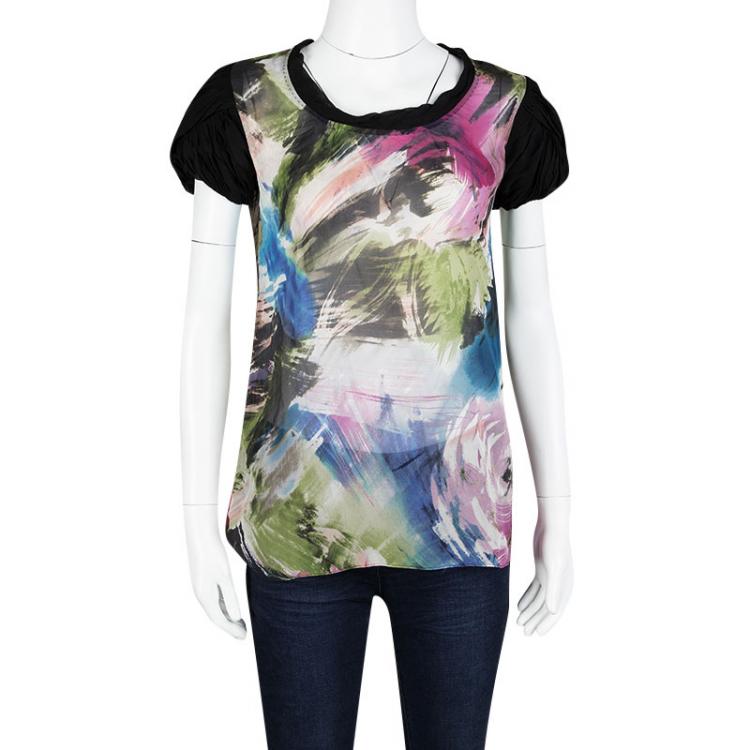 Pre Owned Diane Von Furstenberg Multicolor Printed Silk Clemence Top M