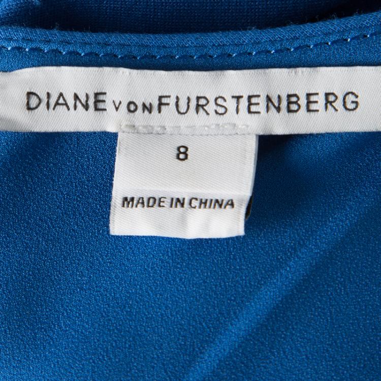 Pre Owned Diane Von Furstenberg Blue Iris Sleeveless Jori Dress M