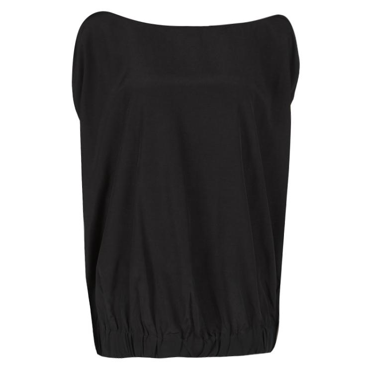 Pre Owned Diane Von Furstenberg Black Silk Zip Sleeve Detail Tomori Top XL