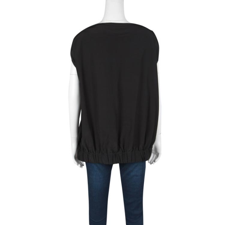 Pre Owned Diane Von Furstenberg Black Silk Zip Sleeve Detail Tomori Top XL