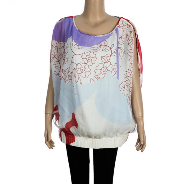 Pre Owned Diane Von Furstenberg 'Tomori' Floral Print Top XL