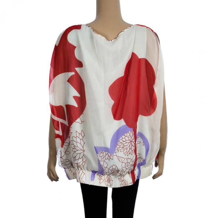 Pre Owned Diane Von Furstenberg 'Tomori' Floral Print Top XL