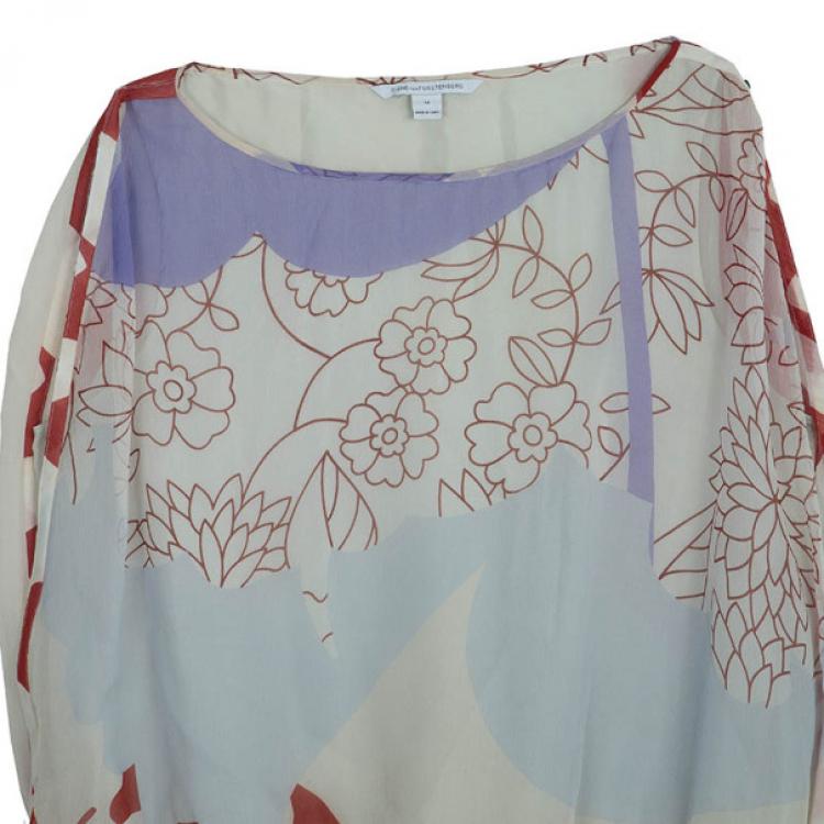 Pre Owned Diane Von Furstenberg 'Tomori' Floral Print Top XL