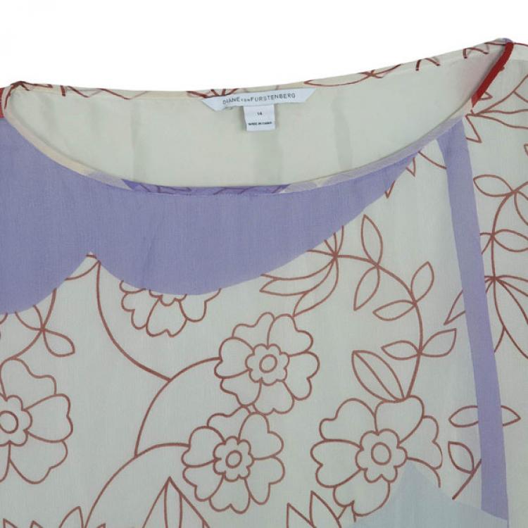 Pre Owned Diane Von Furstenberg 'Tomori' Floral Print Top XL