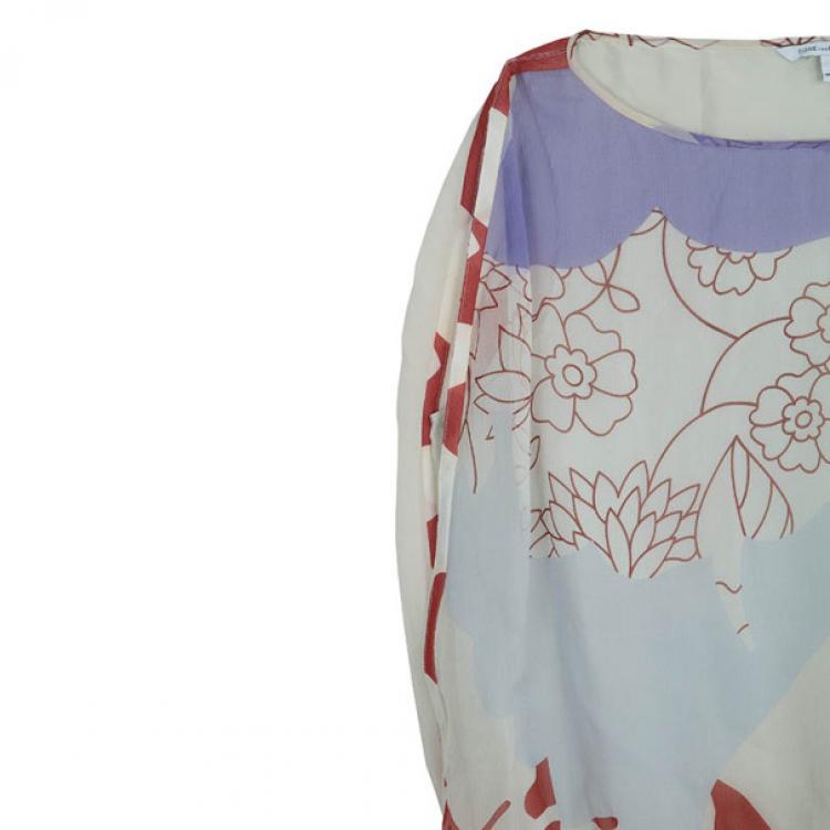 Pre Owned Diane Von Furstenberg 'Tomori' Floral Print Top XL