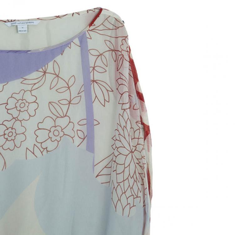 Pre Owned Diane Von Furstenberg 'Tomori' Floral Print Top XL