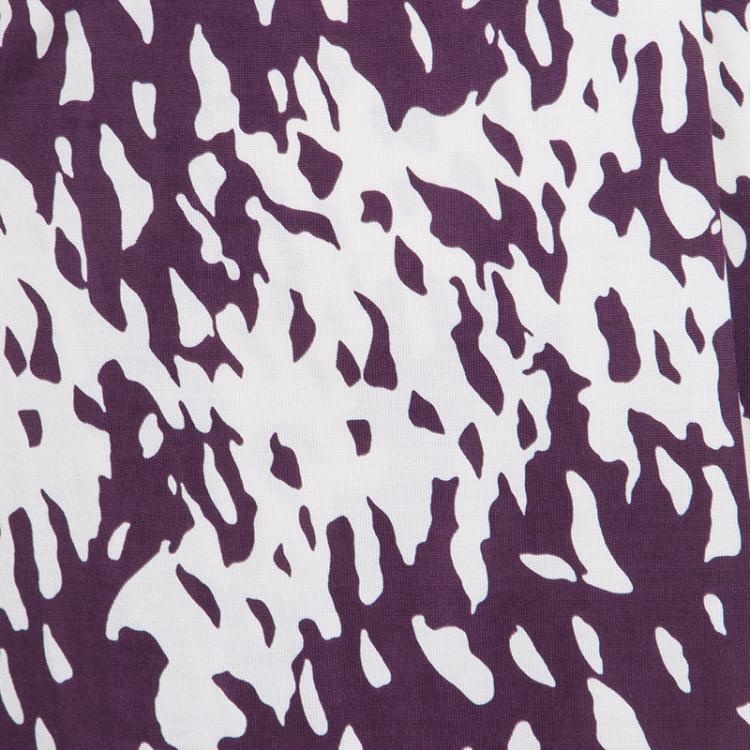 Pre Owned Diane Von Furstenberg Purple Printed Silk Jersey New Julian Two Wrap Dress S