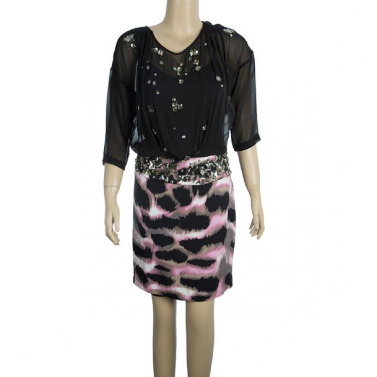 Pre Owned Diane Von Furstenberg Cadman Embellished Dress M