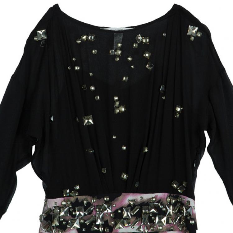 Pre Owned Diane Von Furstenberg Cadman Embellished Dress M