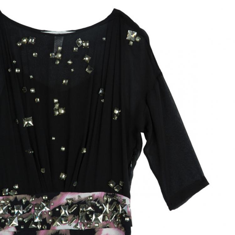 Pre Owned Diane Von Furstenberg Cadman Embellished Dress M