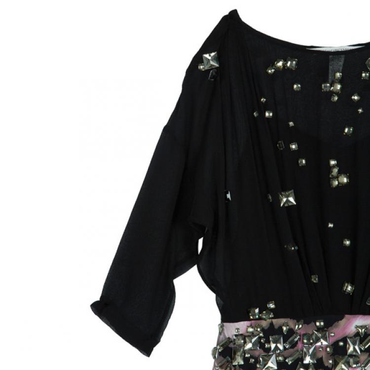 Pre Owned Diane Von Furstenberg Cadman Embellished Dress M