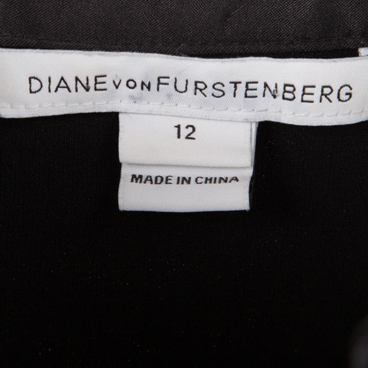 Pre Owned Diane Von Furstenberg Black Long Sleeve Blouse L