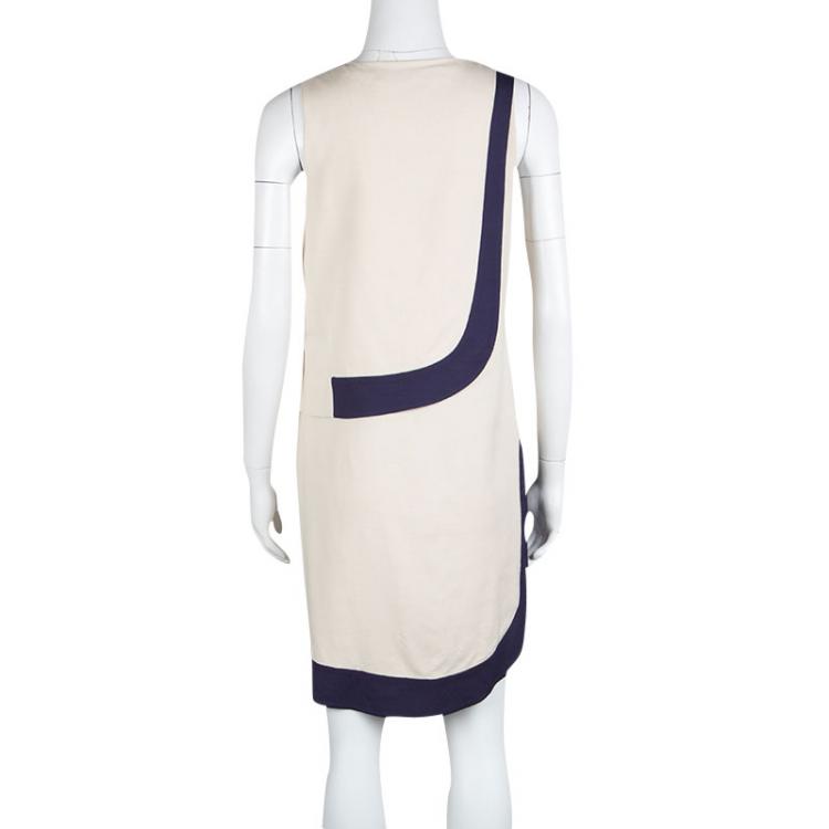 Pre Owned Diane Von Furstenberg Beige Contrast Panel Detail Robi Dress M