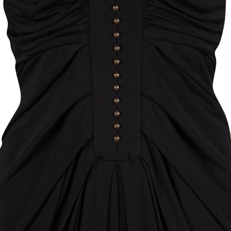 Pre Owned Diane Von Furstenberg Black Draped Knit Halter Jumpsuit M