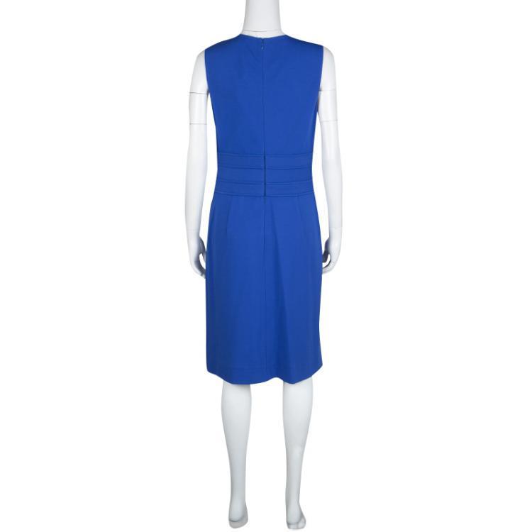 مملوكة مسبقًا Diane Von Furstenberg Blue Riviera Jersey Evita Sleeveless Shift Dress M