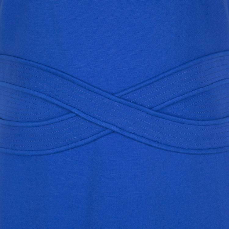 مملوكة مسبقًا Diane Von Furstenberg Blue Riviera Jersey Evita Sleeveless Shift Dress M