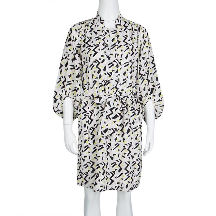 مملوكة مسبقًا Diane Von Furstenberg Multicolor Printed Tie Detail Bairly Louche Dress S