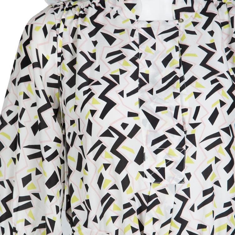 مملوكة مسبقًا Diane Von Furstenberg Multicolor Printed Tie Detail Bairly Louche Dress S