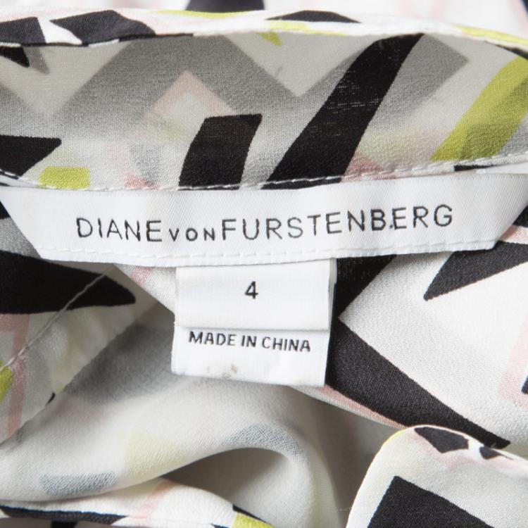 مملوكة مسبقًا Diane Von Furstenberg Multicolor Printed Tie Detail Bairly Louche Dress S