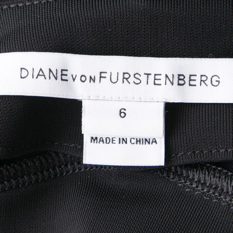 مملوكة مسبقًا Diane Von Furstenberg Printed Wool Silk Long Sleeve Jewel Wrap Dress M