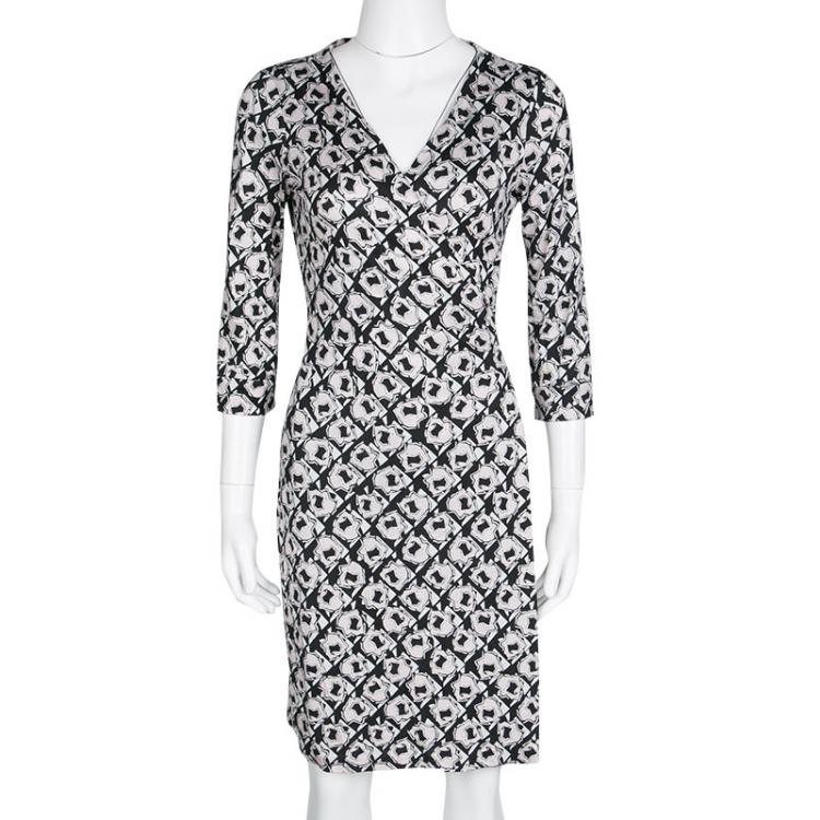 Diane Von Furstenberg Abstract Floral Silk Jersey New Julian Two Wrap Dress M Diane Von Furstenberg | TLC