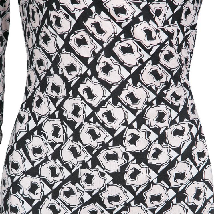Pre Owned Diane Von Furstenberg Abstract Floral Printed Silk Jersey New Julian Two Wrap Dress M