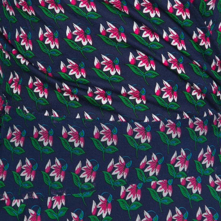 Pre Owned Diane Von Furstenberg Navy Blue Zen Floral Print Irina Wrap Dress L