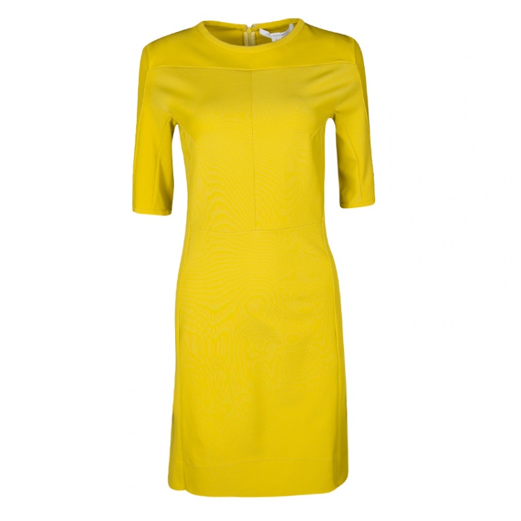 Pre Owned Diane Von Furstenberg Acid Yellow Oka Sheath Dress M