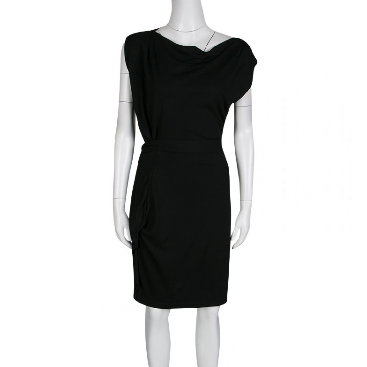Pre Owned Diane Von Furstenberg Black Cowl Neck Waist Tie Detail Phiala Dress M