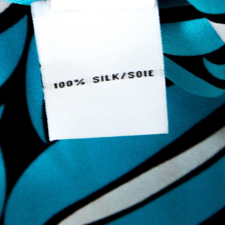 Pre Owned Diane Von Furstenberg Blue Printed Silk New Hanky Top S