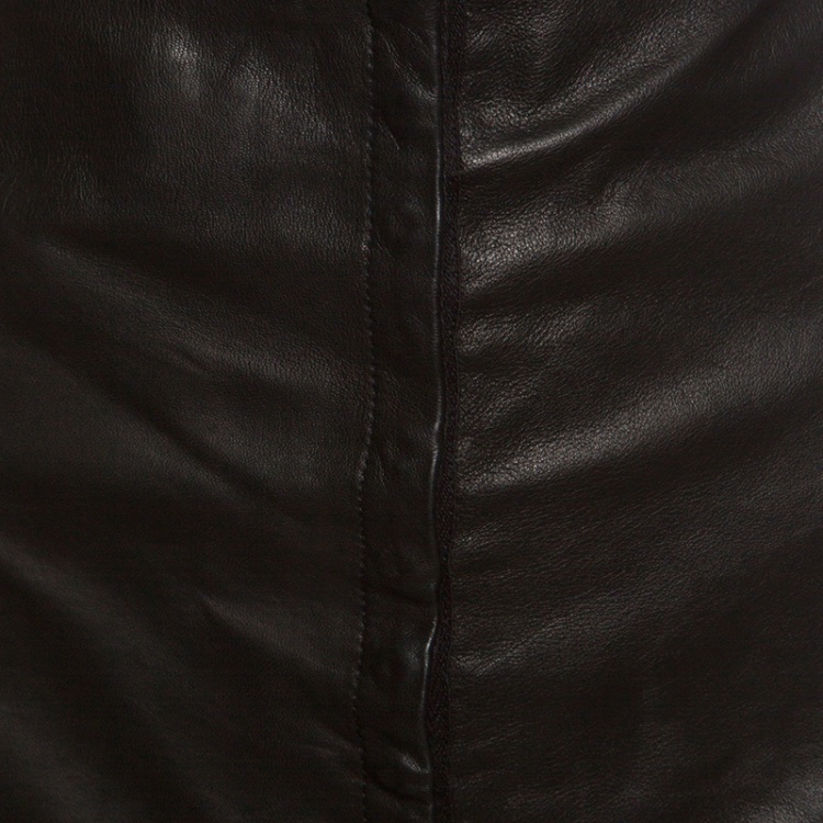 Pre Owned Diane Von Furstenberg Black Leather Mini Skirt M